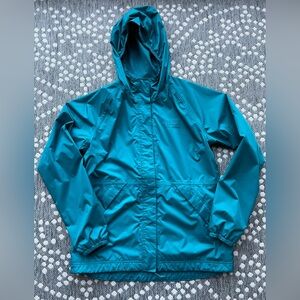 LL BEAN Rain jacket coat hoodie hooded teal blue Women’s Small zip up